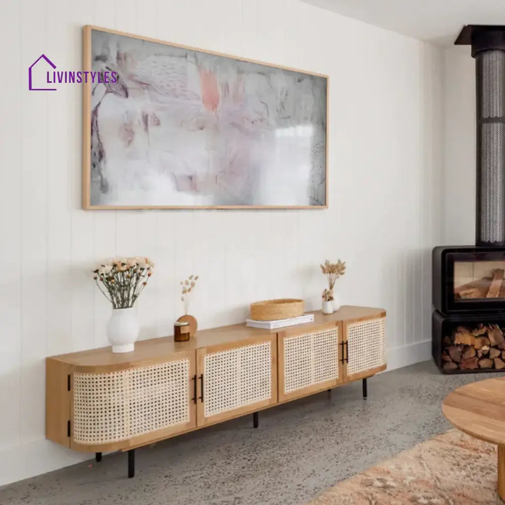 Arohi Mango Wood & Rattan TV Unit Natural