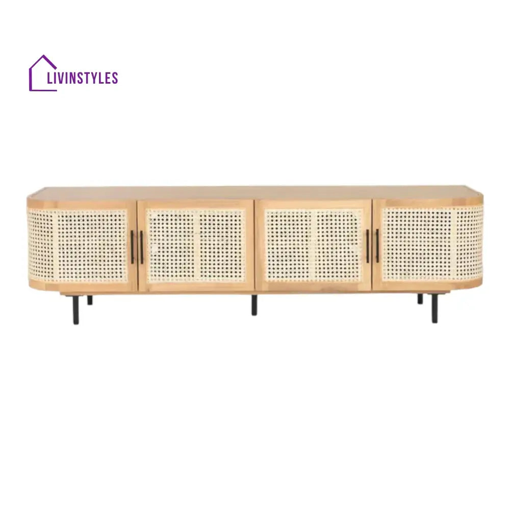 Arohi Mango Wood & Rattan TV Unit Natural