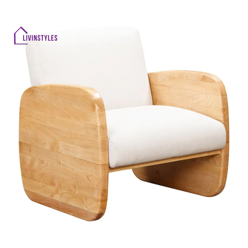 Arohi Solid Wood and Fabric Arm Chair | Living Room Chair | Lounge Chair