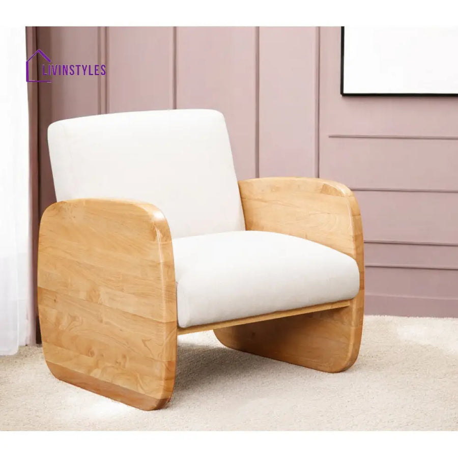 Arohi Solid Wood and Fabric Arm Chair | Living Room Chair | Lounge Chair