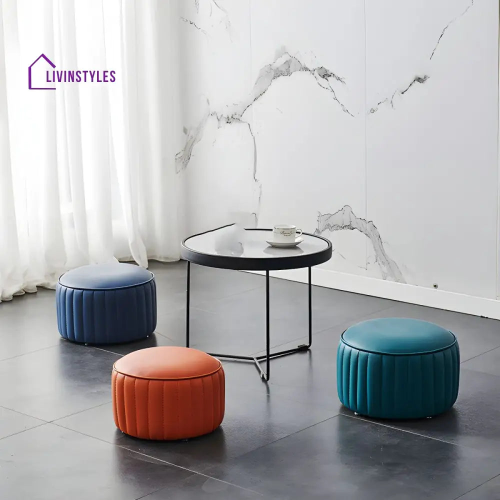 Arohita Living Room Ottoman | Faux Leather Fabric