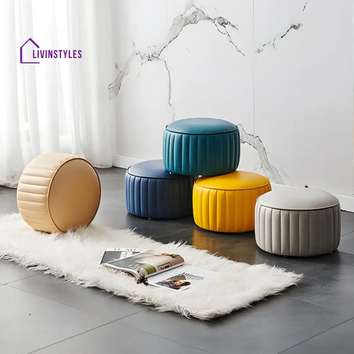 Arohita Living Room Ottoman | Faux Leather Fabric