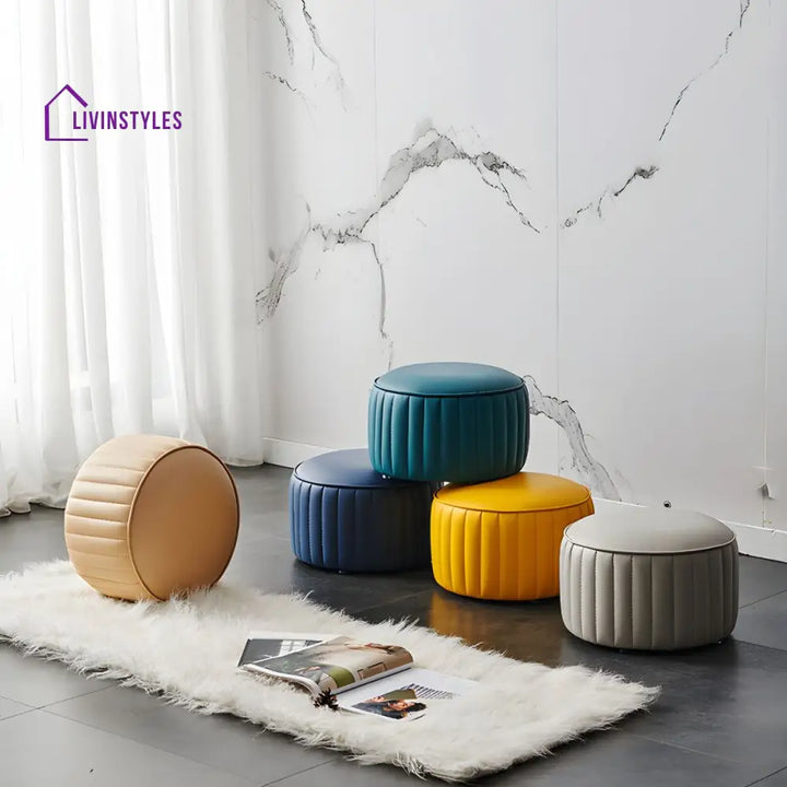Arohita Living Room Ottoman | Faux Leather Fabric