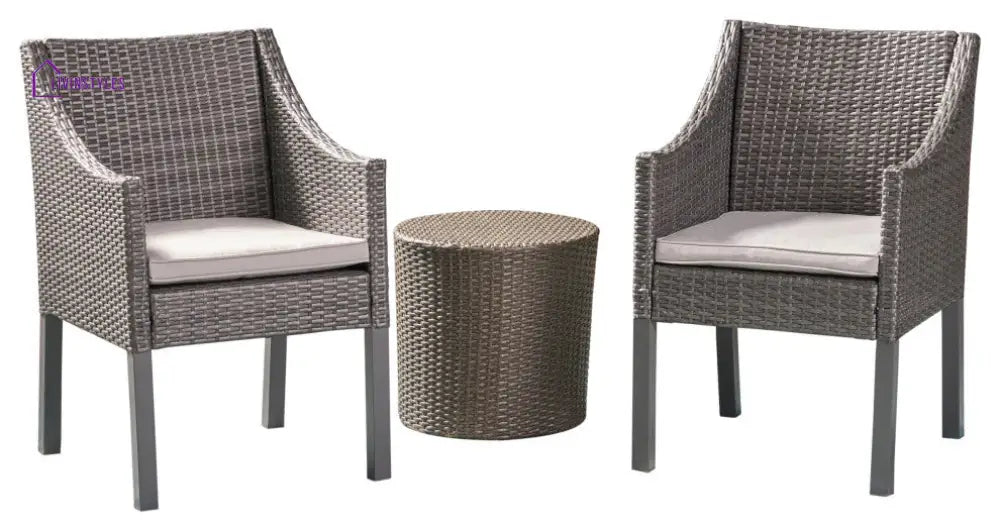 Aroo Outdoor Patio Seating Set 2 Chairs and 1 Table Set (Brown) - Coffee Table Sets