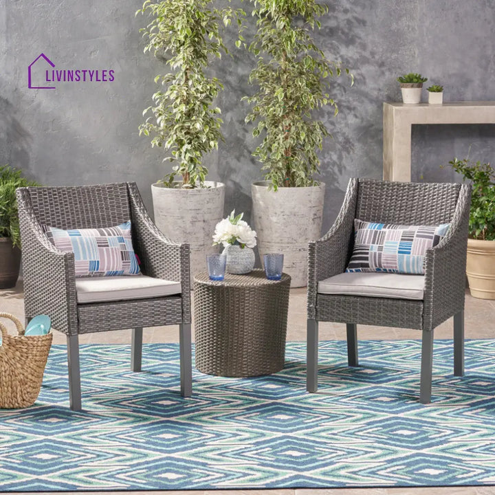 Aroo Outdoor Patio Seating Set 2 Chairs and 1 Table Set (Brown) - Coffee Table Sets