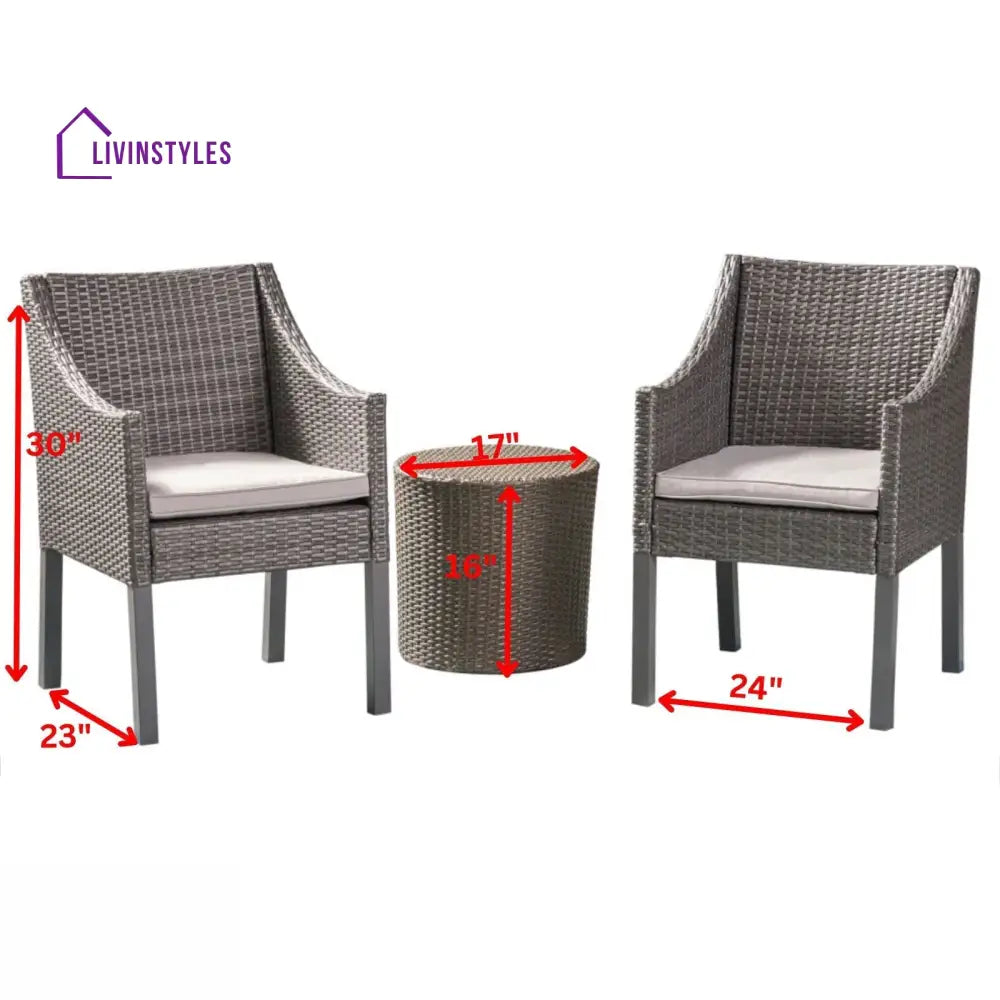 Aroo Outdoor Patio Seating Set 2 Chairs and 1 Table Set (Brown) - Coffee Table Sets
