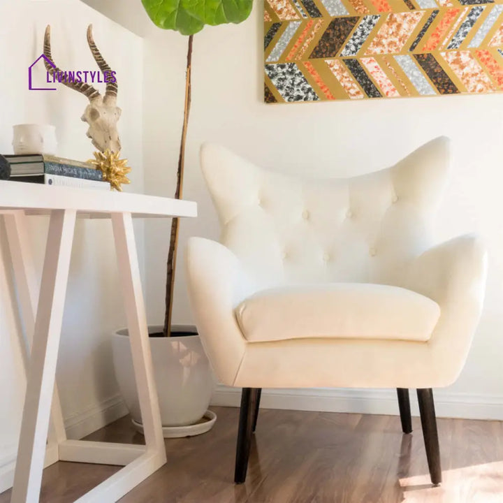 Aroshini Solid Wood and Fabric Arm Chair | Living Room Chair | Lounge Chair