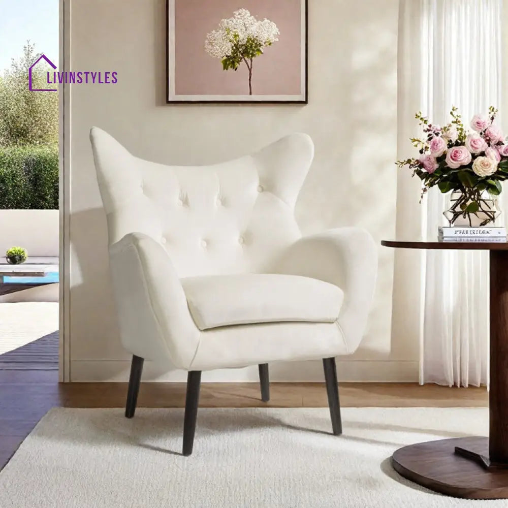 Aroshini Solid Wood and Fabric Arm Chair | Living Room Chair | Lounge Chair
