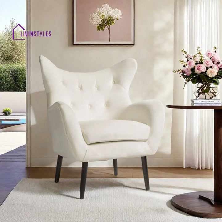 Aroshini Solid Wood and Fabric Arm Chair | Living Room Chair | Lounge Chair