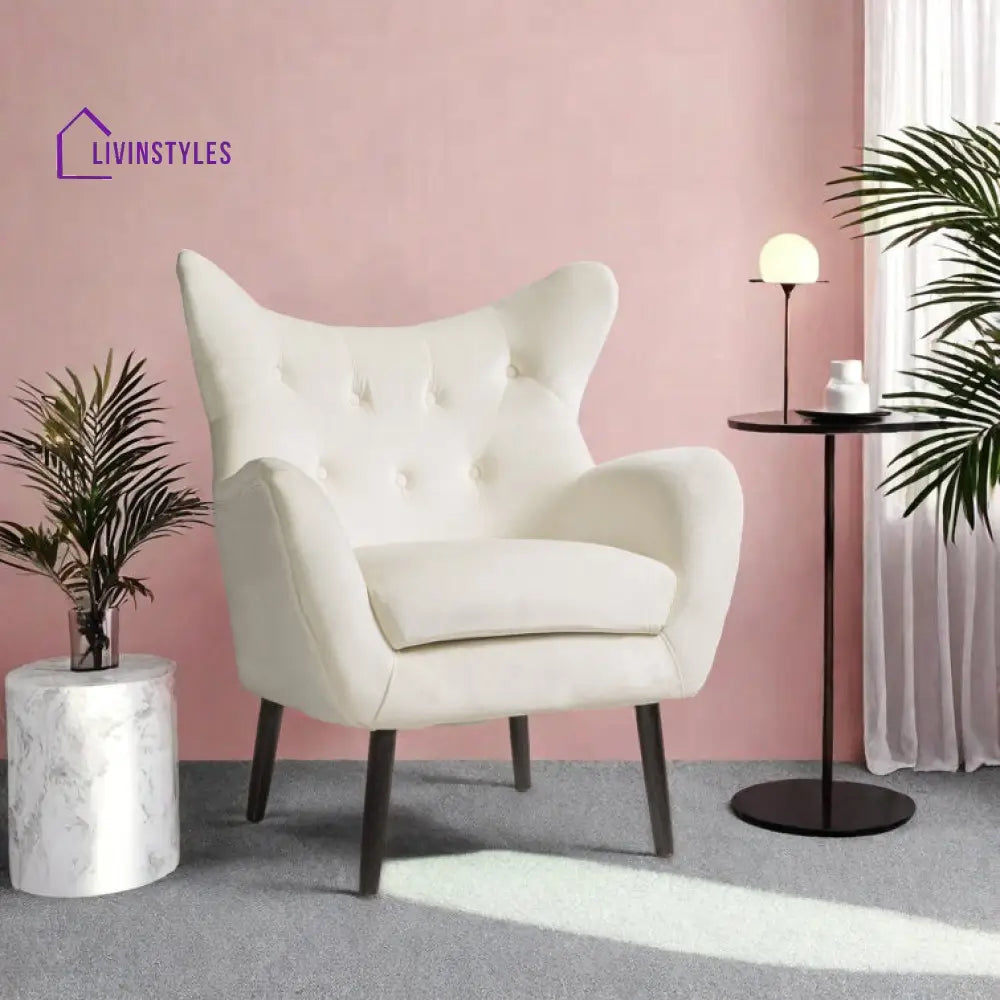 Aroshini Solid Wood and Fabric Arm Chair | Living Room Chair | Lounge Chair