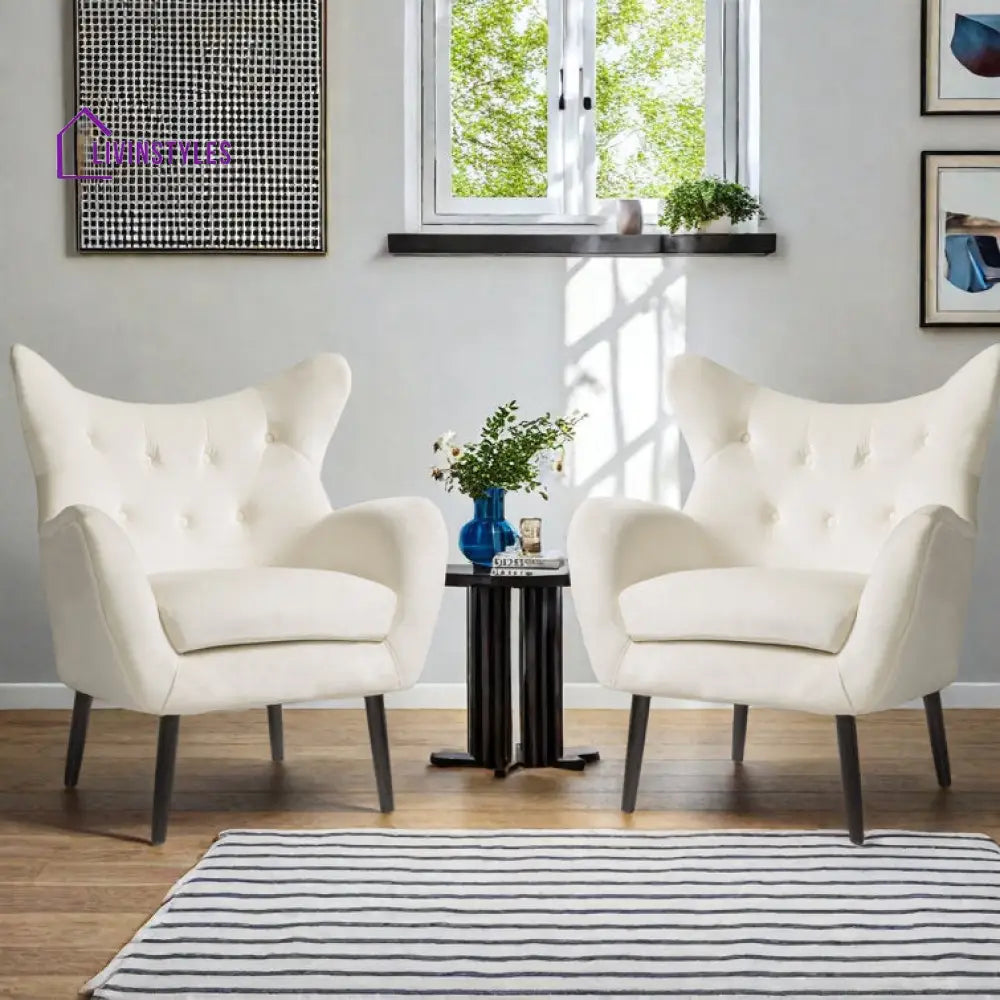 Aroshini Solid Wood and Fabric Arm Chair | Living Room Chair | Lounge Chair