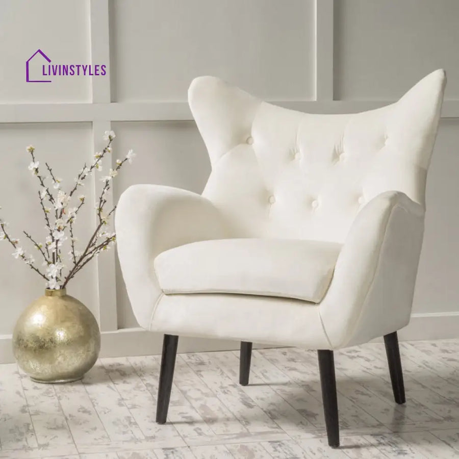 Aroshini Solid Wood and Fabric Arm Chair | Living Room Chair | Lounge Chair