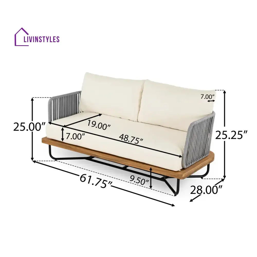 Arria Outdoor Garden Balcony Sofa Set 2 Seater,4 Single Seater With 1 Table Set Braid & Rope (Grey + Grey) - Sofa Sets
