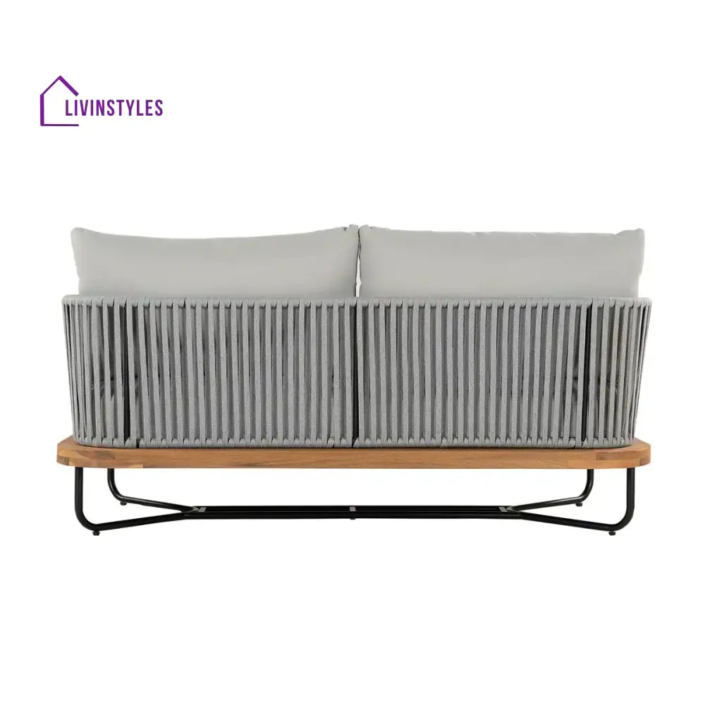 Arria Outdoor Garden Balcony Sofa Set 2 Seater,4 Single Seater With 1 Table Set Braid & Rope (Grey + Grey) - Sofa Sets