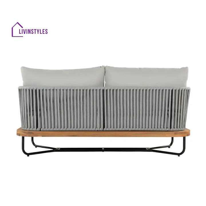 Arria Outdoor Garden Balcony Sofa Set 2 Seater,4 Single Seater With 1 Table Set Braid & Rope (Grey + Grey) - Sofa Sets