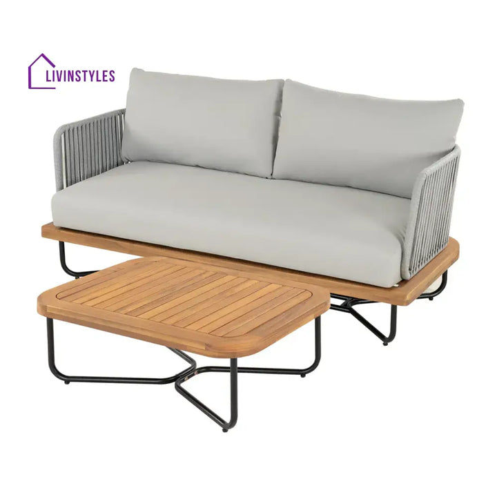 Arria Outdoor Garden Balcony Sofa Set 2 Seater,4 Single Seater With 1 Table Set Braid & Rope (Grey + Grey) - Sofa Sets