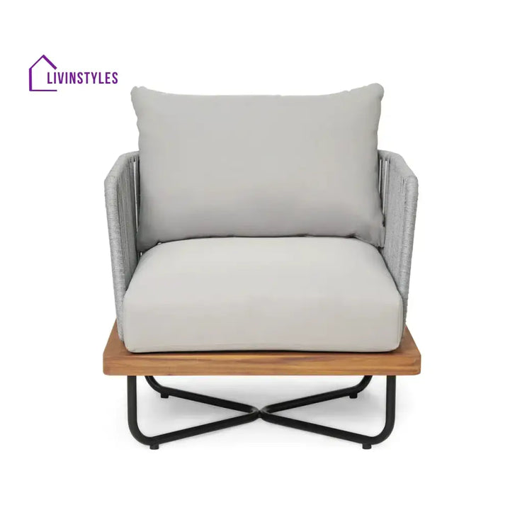 Arria Outdoor Garden Balcony Sofa Set 2 Seater,4 Single Seater With 1 Table Set Braid & Rope (Grey + Grey) - Sofa Sets