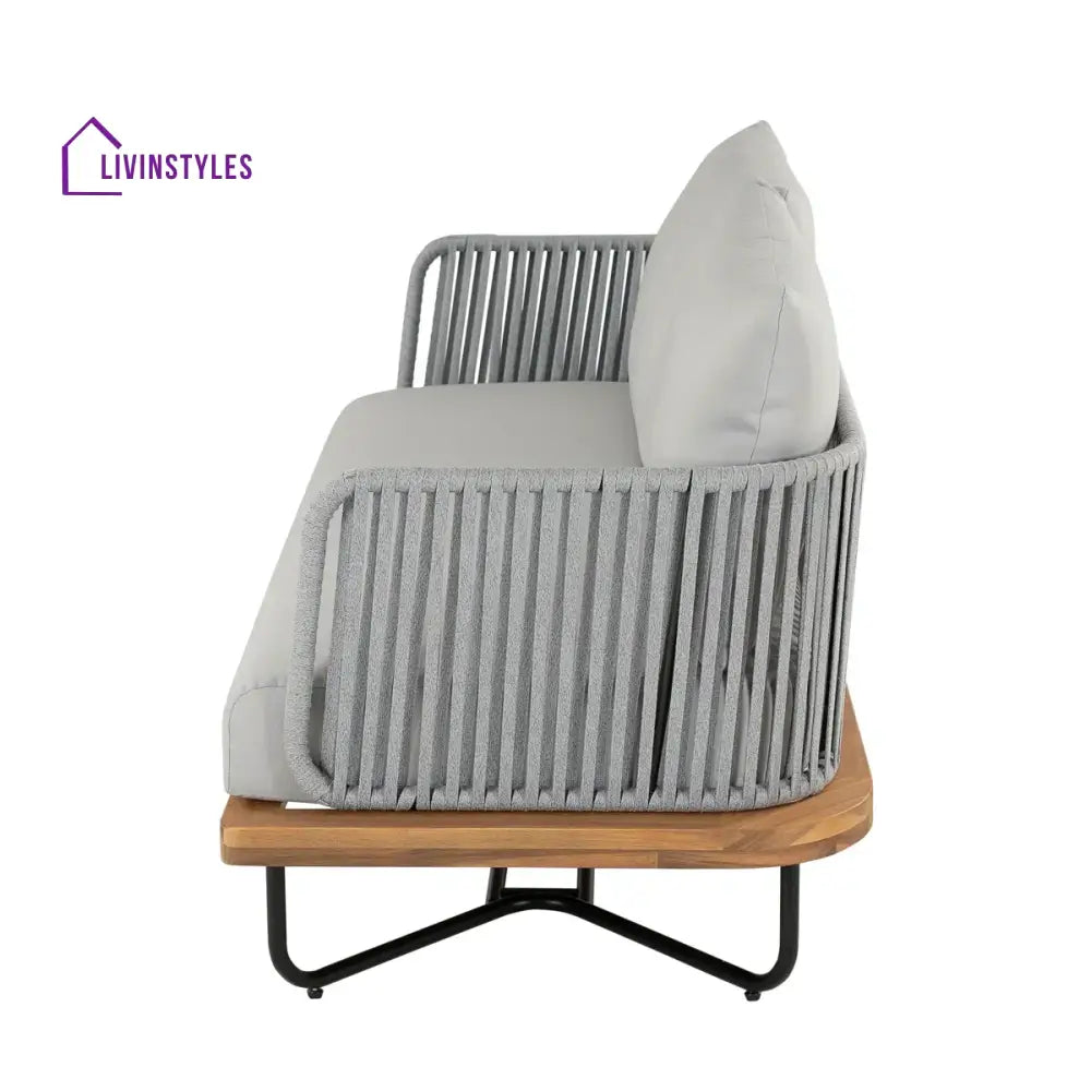 Arria Outdoor Garden Balcony Sofa Set 2 Seater,4 Single Seater With 1 Table Set Braid & Rope (Grey + Grey) - Sofa Sets