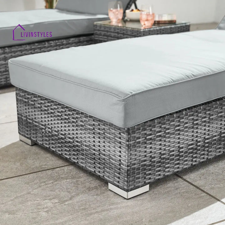 Arrigo Outdoor Swimming Poolside Lounger Set of 2 (Black + Grey) - Loungers