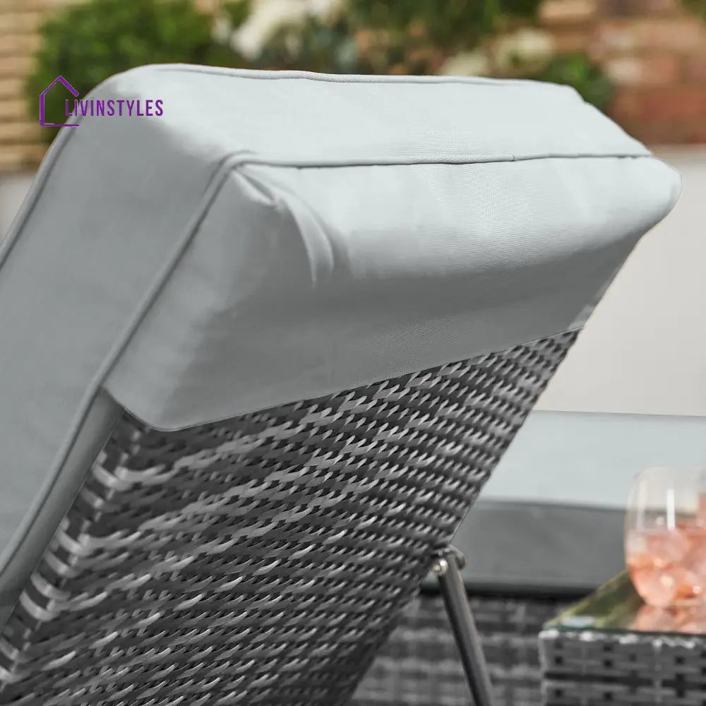 Arrigo Outdoor Swimming Poolside Lounger Set of 2 (Black + Grey) - Loungers