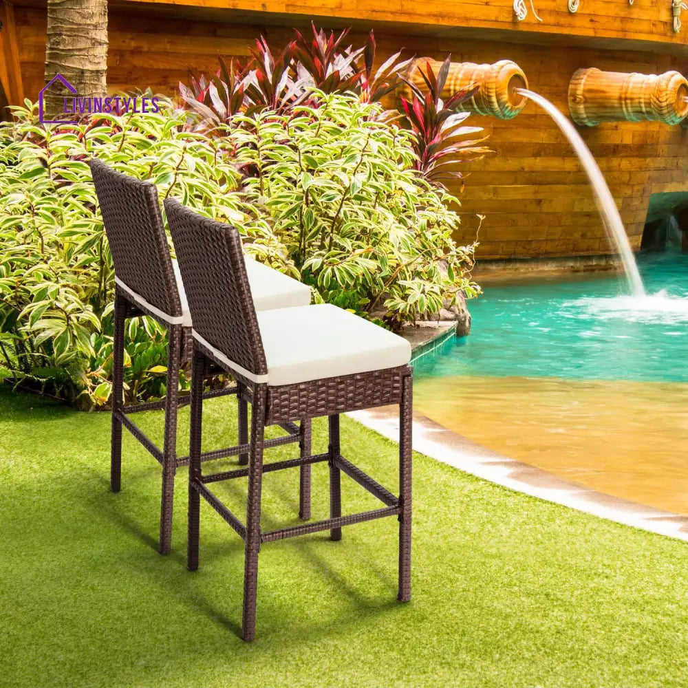 Arsenio Outdoor Patio Bar Chair 4 Chairs For Balcony (Brown) - Bar Sets