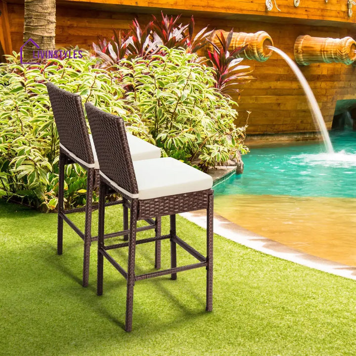 Arsenio Outdoor Patio Bar Chair 4 Chairs For Balcony (Brown) - Bar Sets