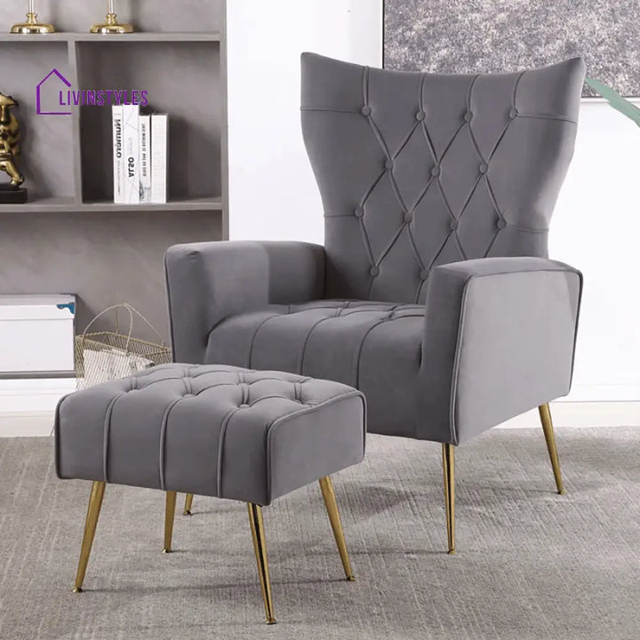 Arseniy ACCENT CHAIR WITH OTTOMAN Grey