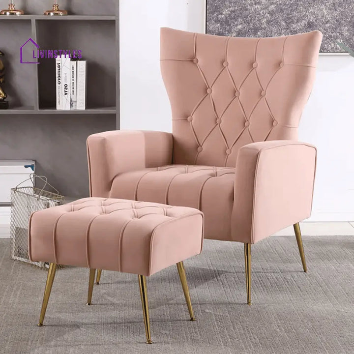 Arseniy ACCENT CHAIR WITH OTTOMAN Pink