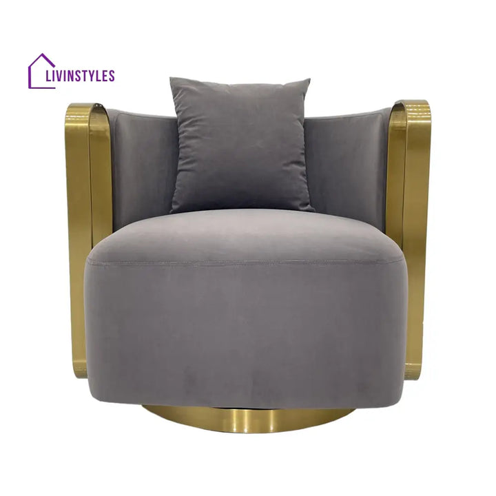 Arshiya Metal and Fabric Arm Chair | Living Room Chair | Lounge Chair - 360 Rotating