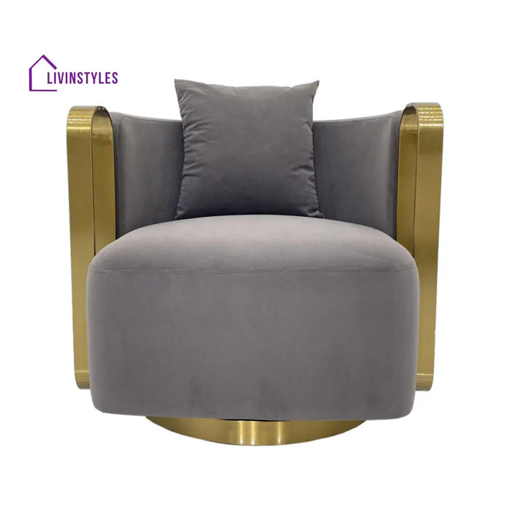 Arshiya Metal and Fabric Arm Chair | Living Room Chair | Lounge Chair - 360 Rotating
