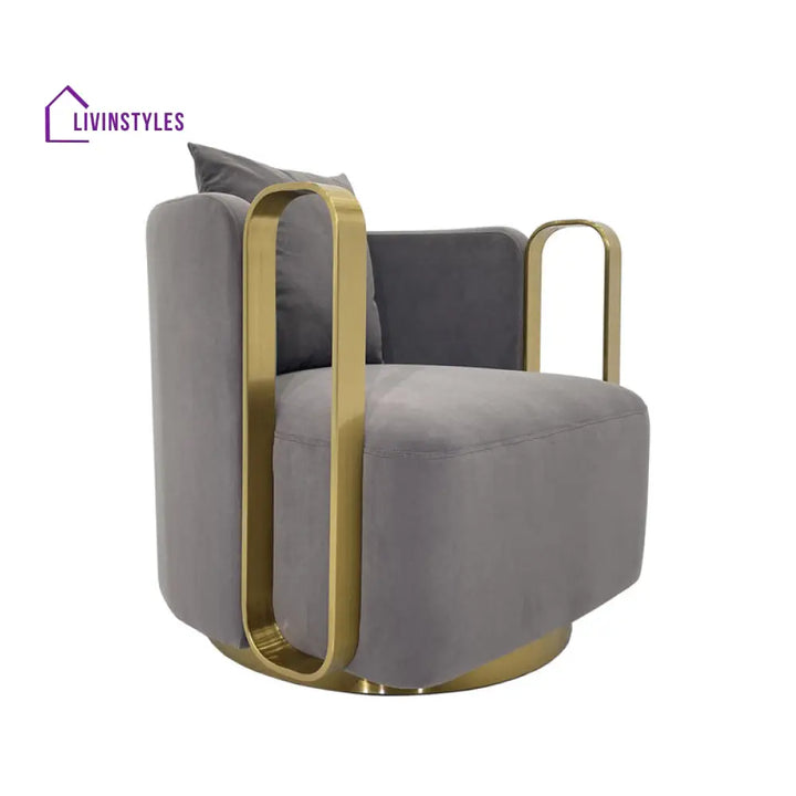 Arshiya Metal and Fabric Arm Chair | Living Room Chair | Lounge Chair - 360 Rotating