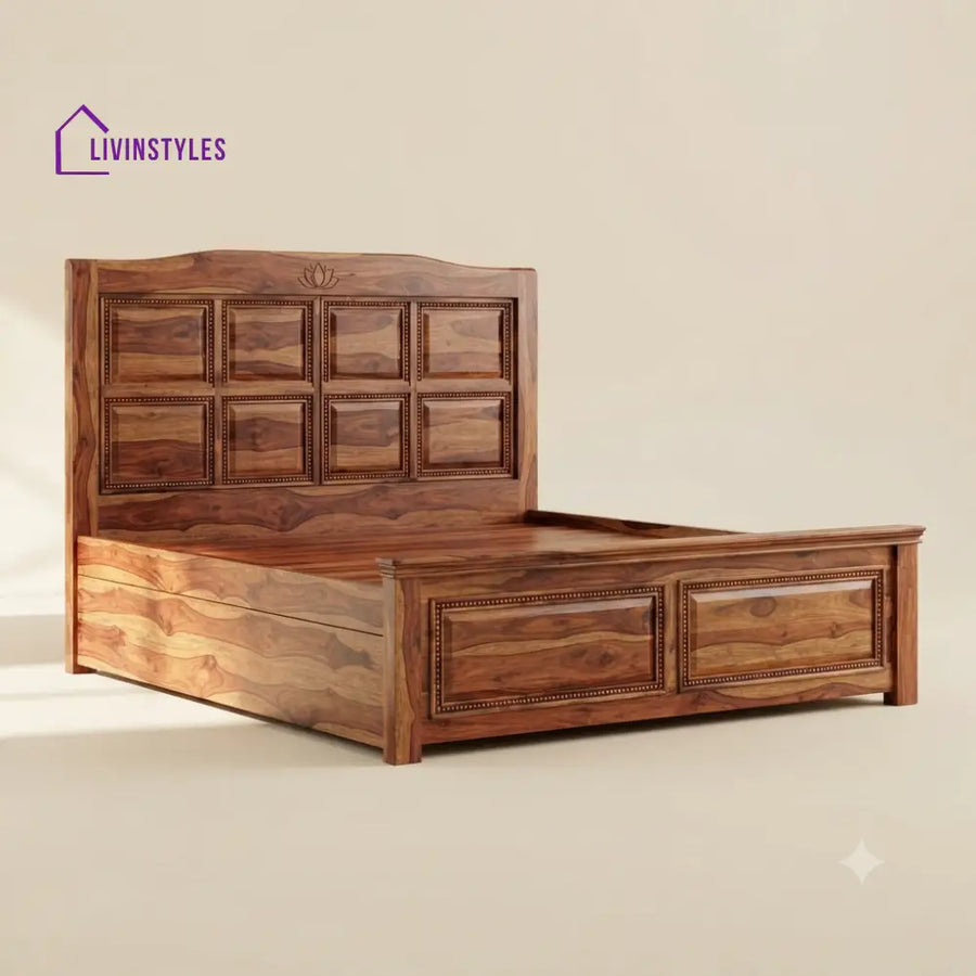 Arshiya Sheesham Wood Bed With Box Storage | Wooden Bed