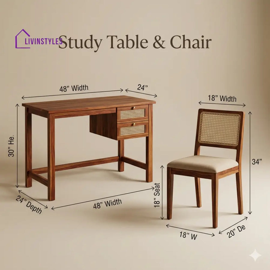 Artem Sheesham Wood Study Table and Chair Set for Students | Kids | Adults
