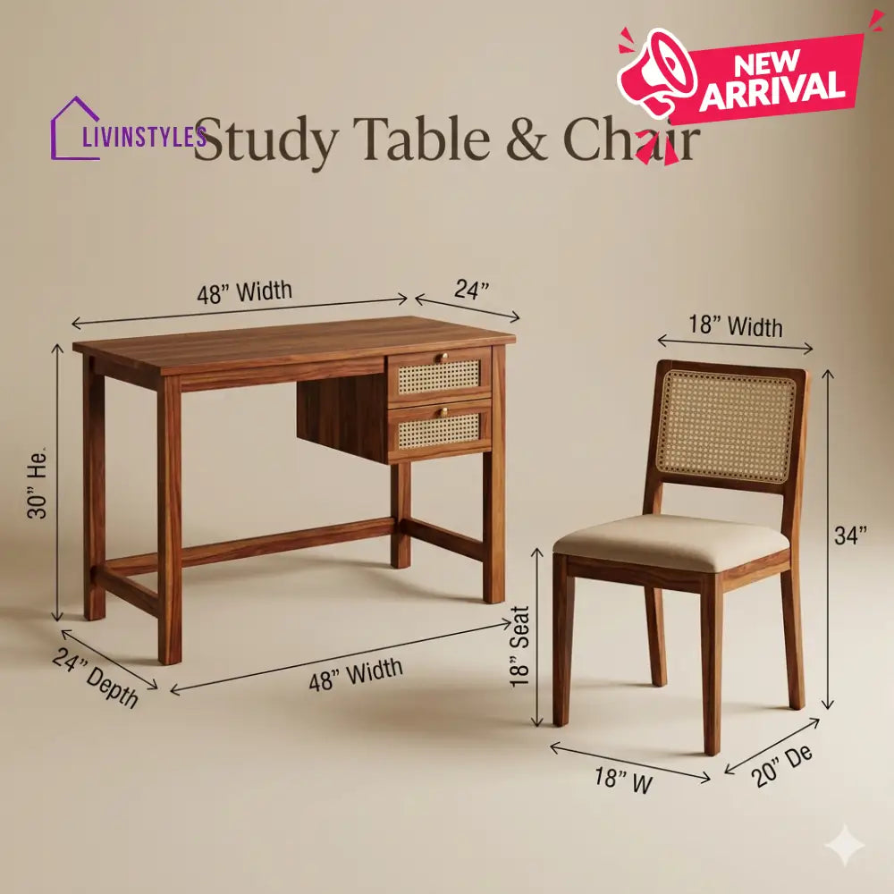 Artem Sheesham Wood Study Table and Chair Set for Students | Kids | Adults