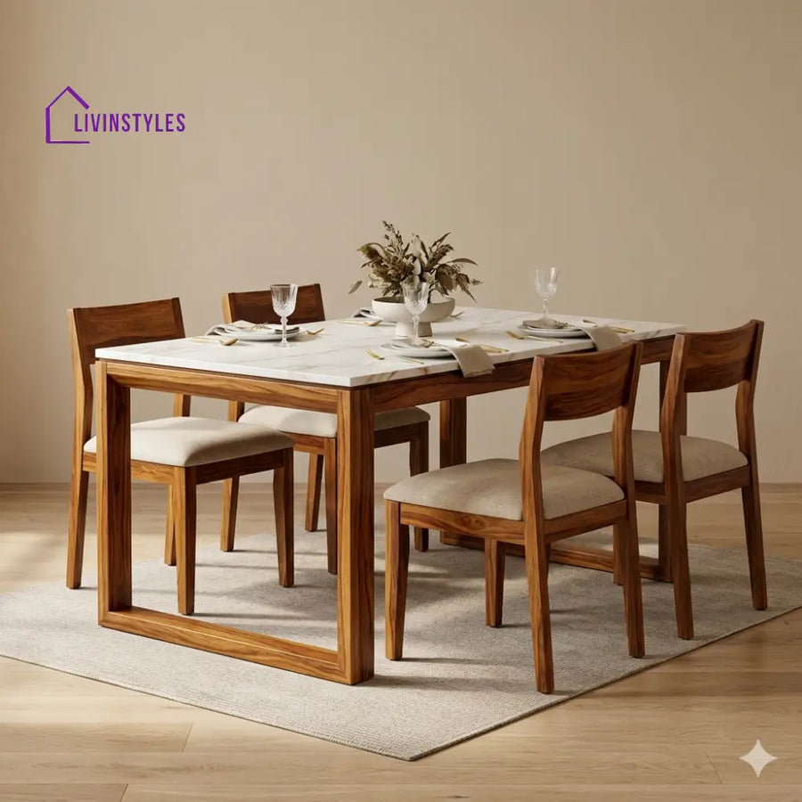 Artem Solid Sheesham Wood 6 Seater Dining Table Set - Dining sets