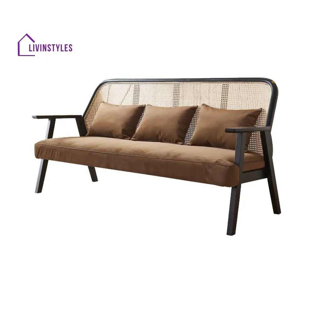 Artem Solid Wood and Cane Weaving Sofa Set for Living Room 3 + 2 + 1 Set
