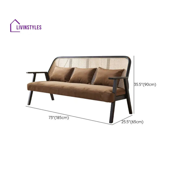Artem Solid Wood and Cane Weaving Sofa Set for Living Room 3 + 2 + 1 Set