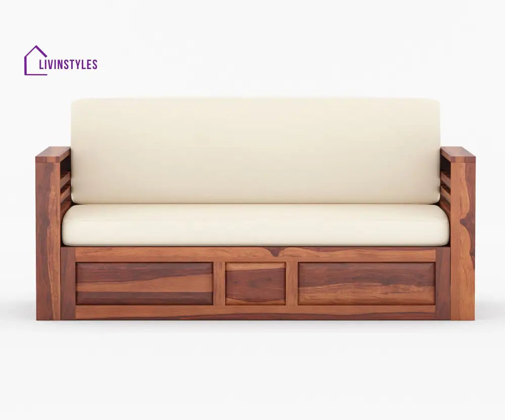 Artem Solid Wood Sheesham Sofa Cum Bed | Solid Wood Sofa Come Bed (Honey Finish)