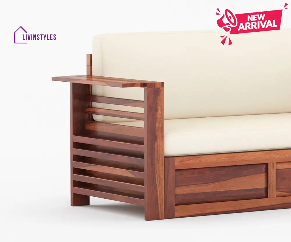 Artem Solid Wood Sheesham Sofa Cum Bed | Solid Wood Sofa Come Bed (Honey Finish)