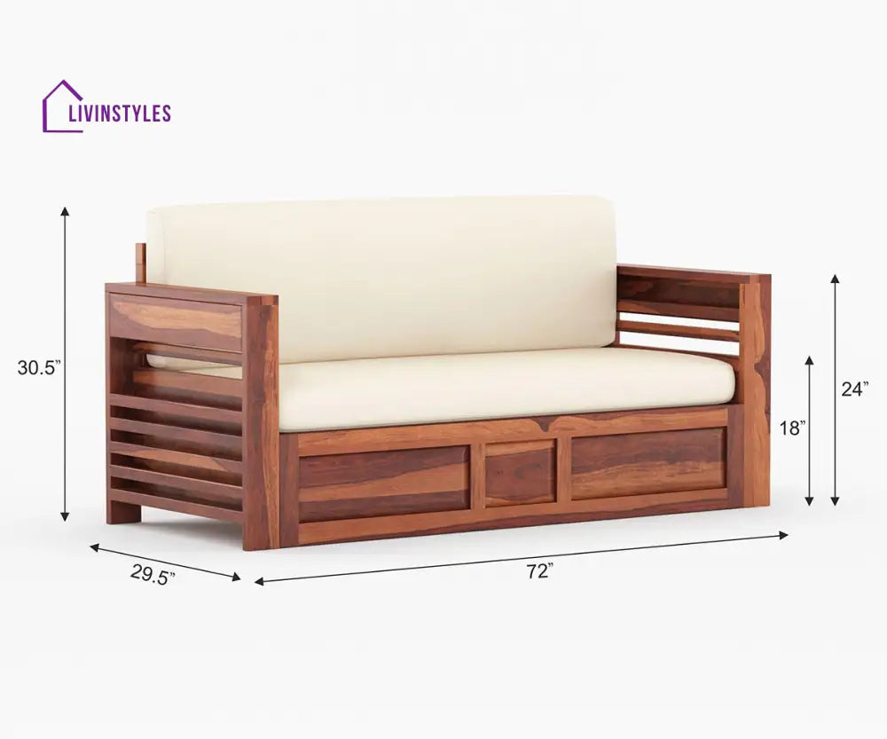 Artem Solid Wood Sheesham Sofa Cum Bed | Solid Wood Sofa Come Bed (Honey Finish)