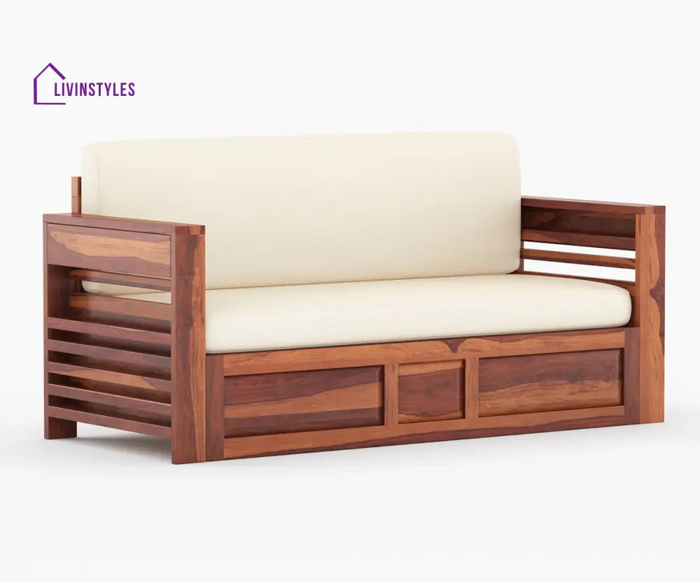 Artem Solid Wood Sheesham Sofa Cum Bed | Solid Wood Sofa Come Bed (Honey Finish)