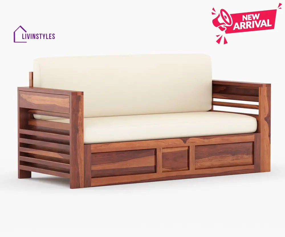 Artem Solid Wood Sheesham Sofa Cum Bed | Solid Wood Sofa Come Bed (Honey Finish)