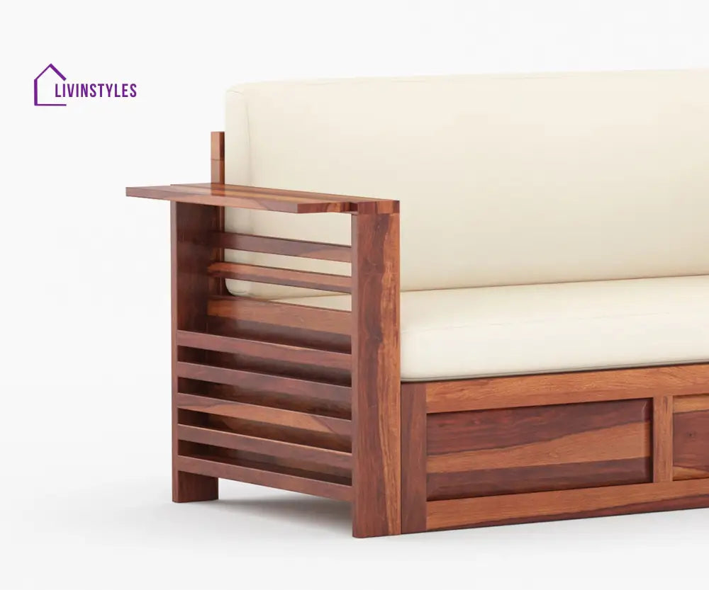 Artem Solid Wood Sheesham Sofa Cum Bed | Solid Wood Sofa Come Bed (Honey Finish)