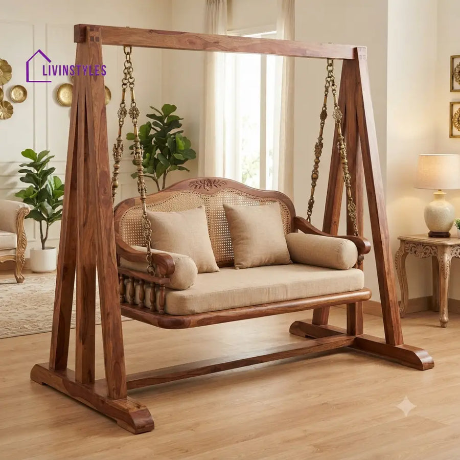 Arthur 2 Seater Wooden Swing for Home | Wooden Jhula for home