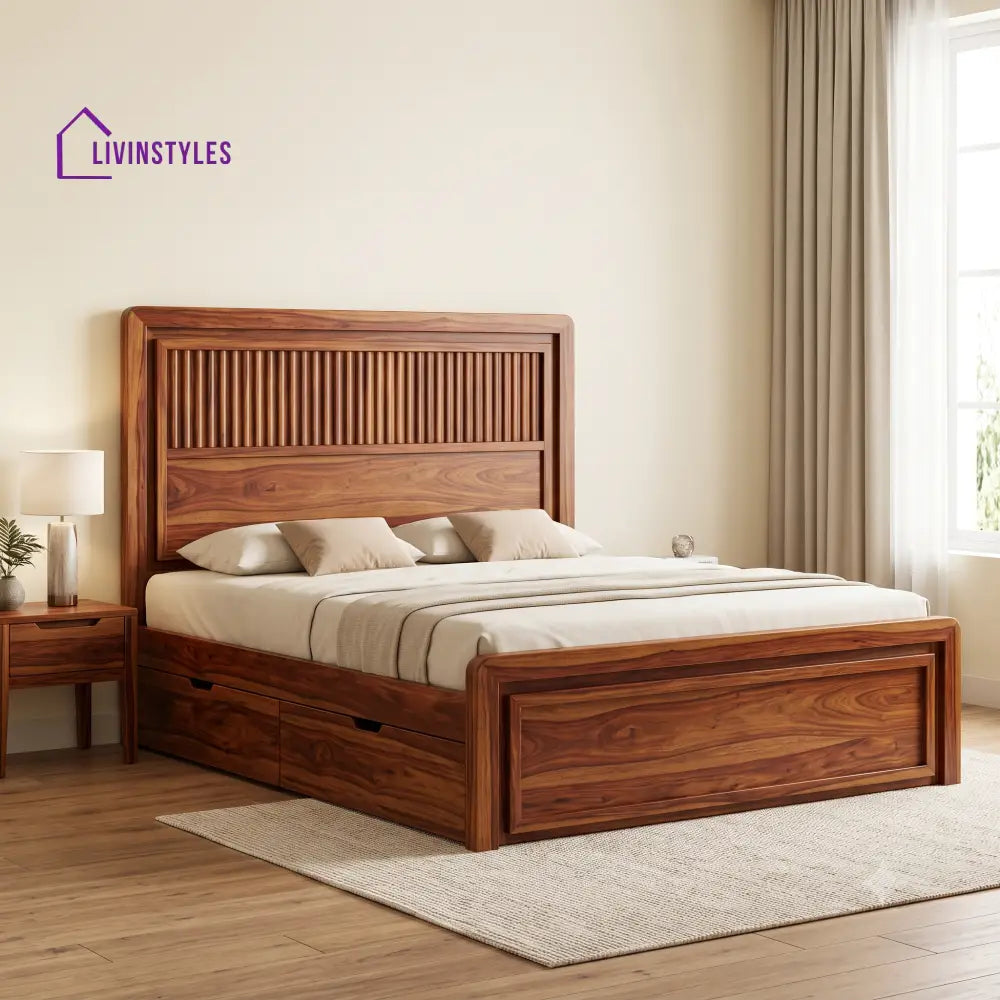 Arthur Premium Wooden Bed with Drawer Storage | King Size Bed & Queen Size Bed Online