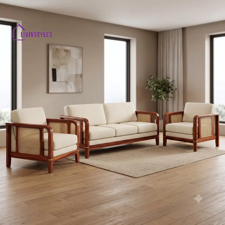 Arthur Premium Wooden Sofa Set for Living Room | 3 + 1 + 1 Seater Sheesham Wood Sofa Set