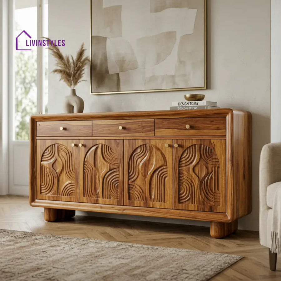 Arthur Sheesham Wood Cabinet and Sideboard (Honey Finish)