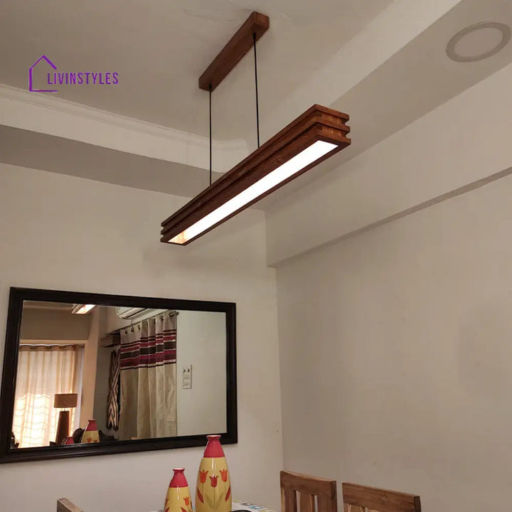 Artline 48 Brown Wooden Led Single Hanging Lamp Lamps