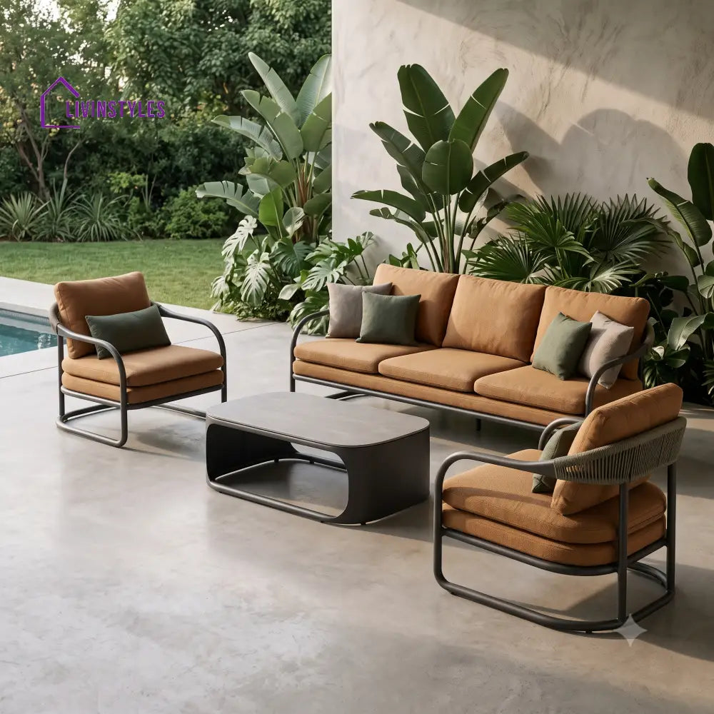 Artur Premium MS Frame with Powder Coated Outdoor Sofa Set with Weather Proof Fabric