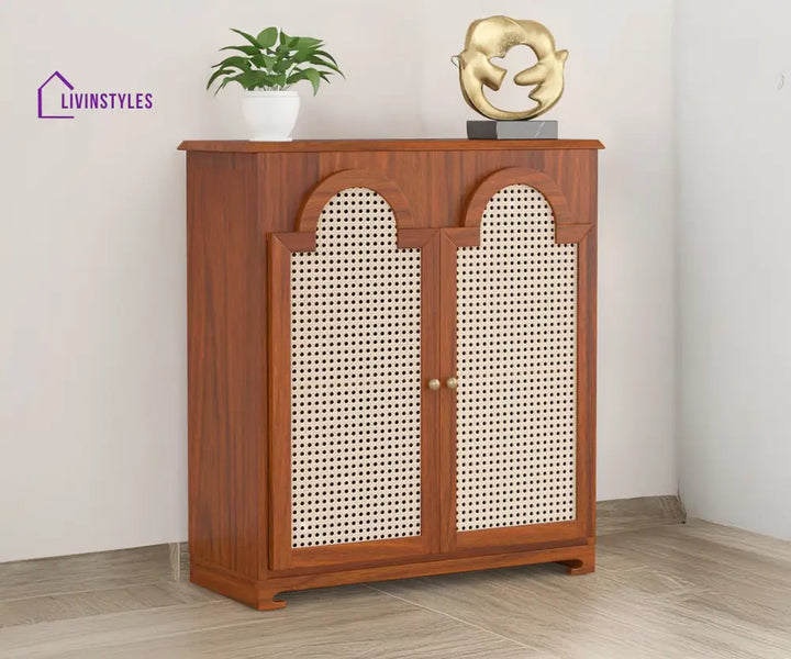 Artur Solid Wood Acacia Cane Cabinet and Sideboard (Honey Finish)